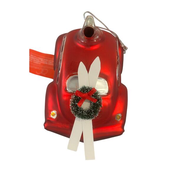 Dept 56 Handblown Mercury Glass Jumbo Christmas 'VW Beetle Wreath' Ornament-NWT - Picture 4 of 6
